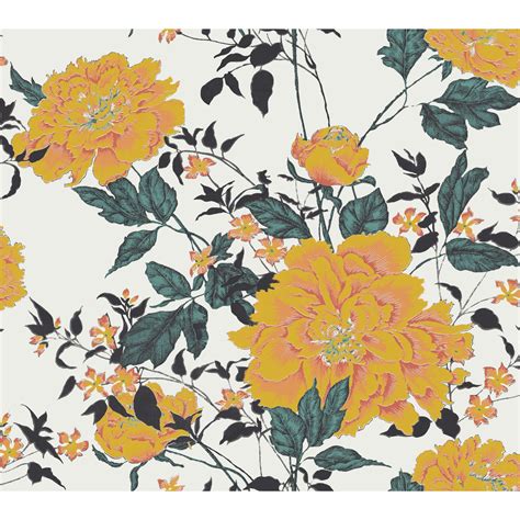 Yellow Floral Wallpaper Ubicaciondepersonascdmxgobmx