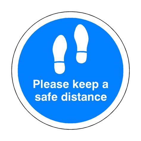 Please Keep A Safe Distance Floor Sticker Blue Safety Uk