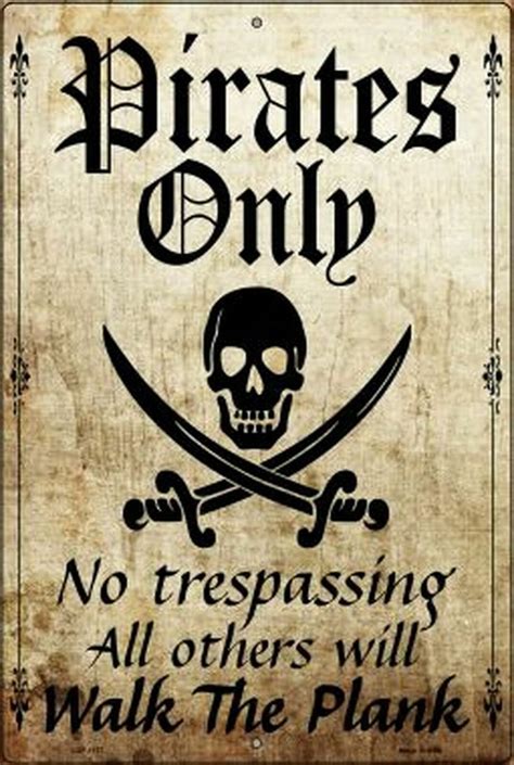 Pirate Only Warning Sign Pirates Tin Sign Wall Decor New Etsy