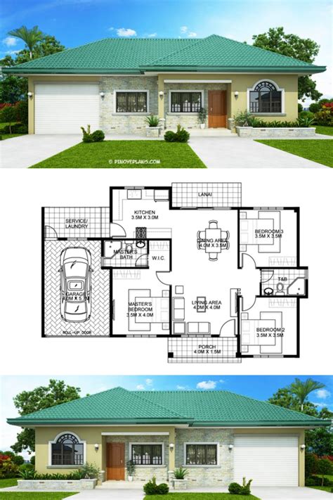 One Storey Bungalow House With 3 Bedrooms Pinoy Eplans Affordable