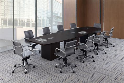 Arc 8′ boat shaped conference table. PL Laminate Boat Shaped Conference Table with Cube Base
