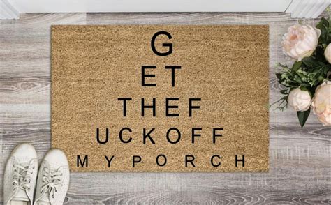 Get The Fuck Off My Porch Doormat Eye Chart Doormat Rude Etsy