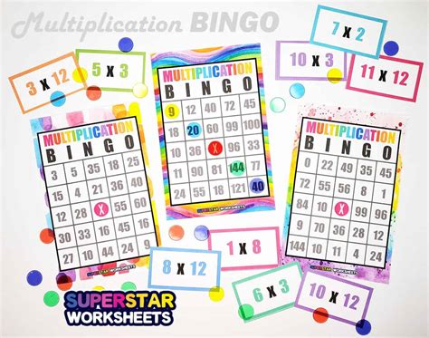 Multiplication Bingo Superstar Worksheets
