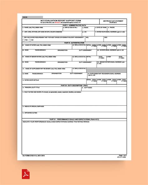 Da Form 2166 9 1a Nco Evaluation Report Support Form Docformats