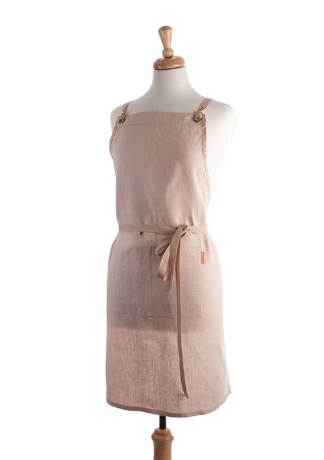 Linen Apron Full Apron 100 Linen Nude Pink Color Made By Etsy