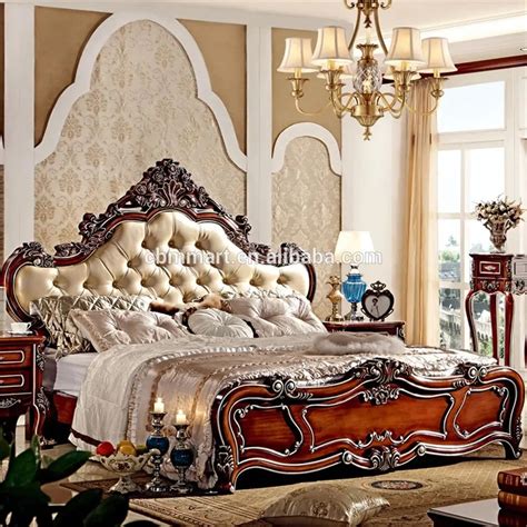 Luxury Bedroom Furniture Rubber Wood Royal King Size Bed Ms102