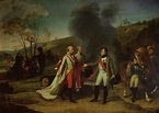 Meeting between Napoleon I (1769-1821) and Francis II (1768-1835) after ...