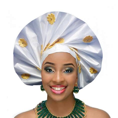 Gailis Auto Gele Already Tied Aso Oke Nigerian Headtie African Headwear