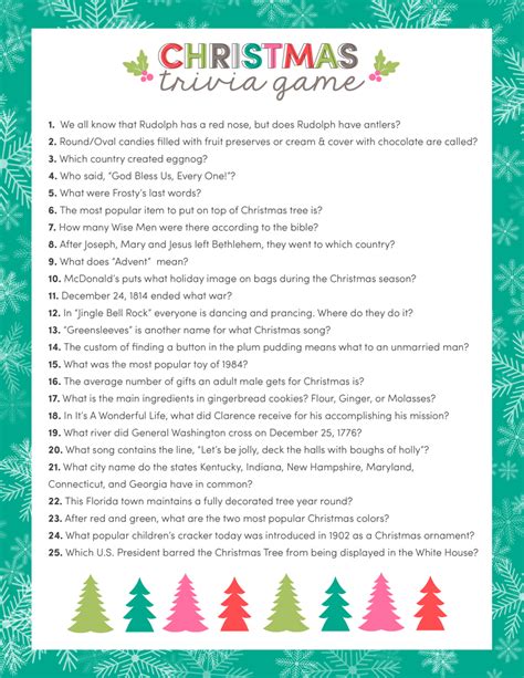 Free Christmas Trivia Game Just Download Print And Use For Your