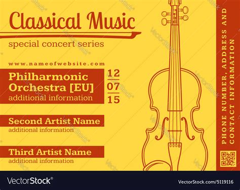 Classical Music Concert Violin Horizontal Vector Image