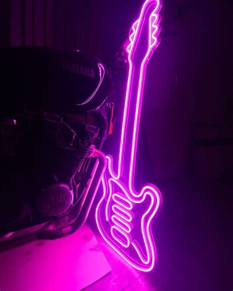Guitar Neon Sign Electric Guitar Decor Music Neon Neon Etsy