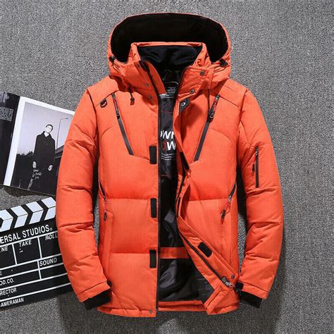 winter mens puffer coat duck down jacket hooded warm snow thicken outwear ebay