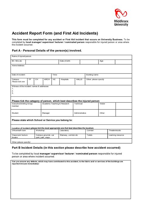 Printable Accident Report Form