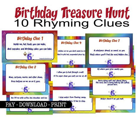Free Rhyming Scavenger Hunt Riddle Clues For Home Open Chests