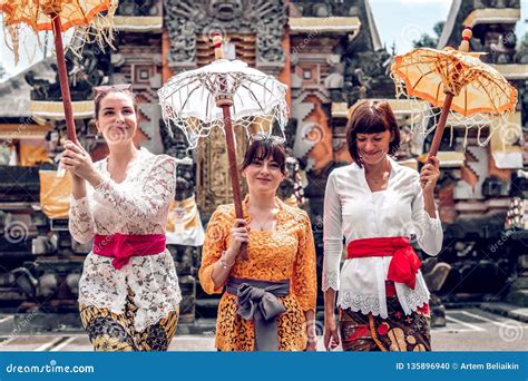 Bali Indonesia December 26 2018 European Women In Traditional