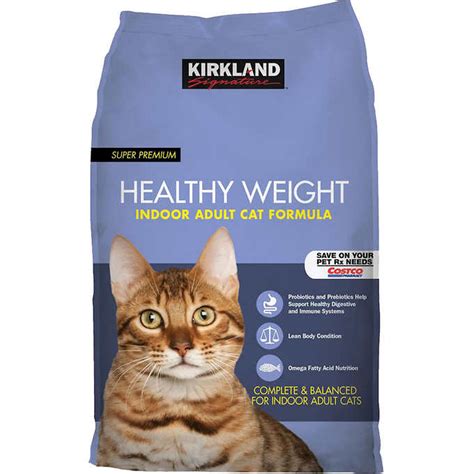 The first five ingredients of kirkland cat food product are chicken meal, ground white rice, peas, powdered cellulose (source of fiber), and potato protein. Kirkland Signature Healthy Weight Cat Food 20 lbs ...