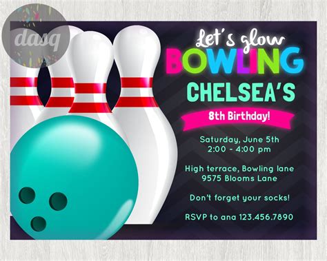 Instant Download Bowling Invitation Printable Bowling