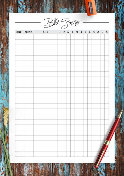 Free Printable Monthly Bill Tracker Template Templates Printable Download