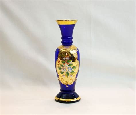 Vintage Lefton Cobalt Blue Bud Vase Gold Gilding Enamel Etsy Blue Art Glass Vase Bud Vases
