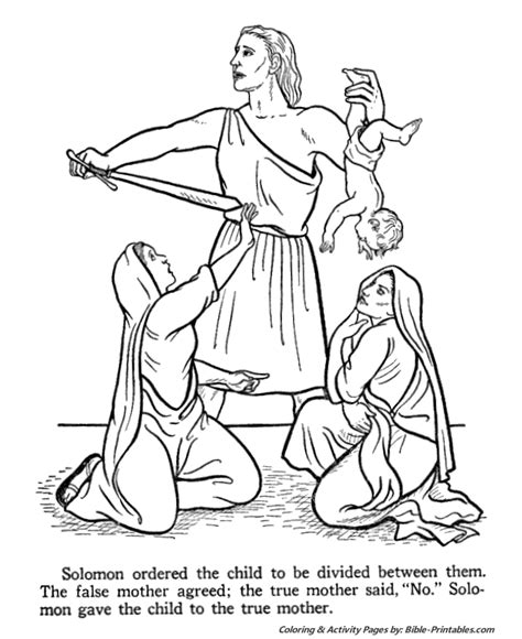 Wise King Solomon Old Testament Coloring Pages Bible Printables