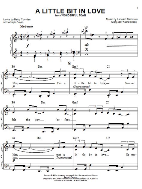 A Little Bit In Love Sheet Music Leonard Bernstein Easy Piano