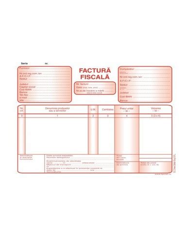 Factura Fiscala Fara Tva Format A Seturi Autocopiative X Exemplare