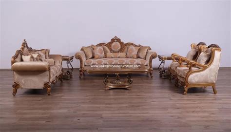 Venezia Wood Trim Luxury Sofa Set Usa Warehouse Furniture