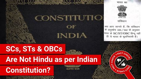 Fact Check Articles 330 And 342 Of Indian Constitution Declare Scs Sts And Obcs As Not Hindu