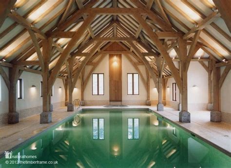 Pin By Gail On Pools Indoor Oak Frame House Timber Frame Building