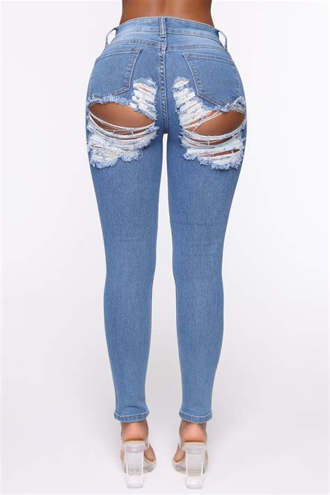 All The Booty Ripped Skinny Jeans Medium Blue Wash Jeans Fashion Nova