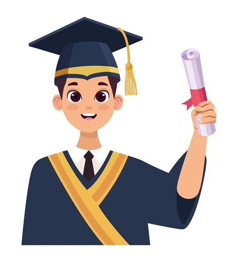 Boy Graduate With Diploma 4314067 Vector Art At Vecteezy