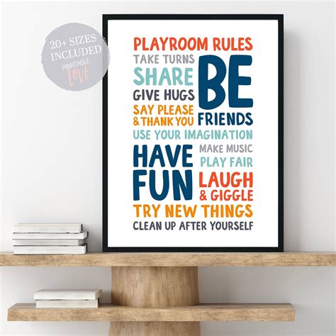 Playroom Rules Printable Playroom Rules Instant Download Rainbow