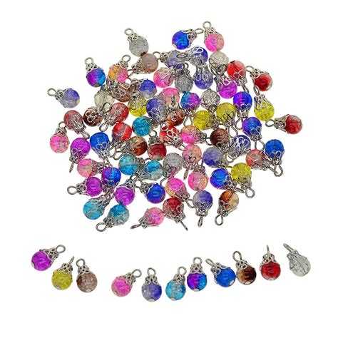 50pcs Vintage Glass Beads Handcrafted Crackle Glass Beads Drops With Wire And Bead For Jewelry