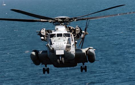 A Us Marine Corps Usmc Ch 53e Super Stallion Helicopter Prepares To