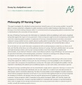 Philosophy Of Nursing Paper - Free Essay Example | StudyDriver.com