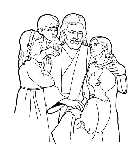 9th station of the cross coloring page (ix): Christ with Children Coloring Page
