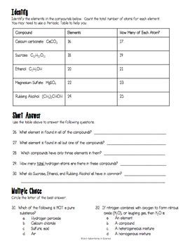 Classifying Matter: Mixtures and Pure Substances Worksheet | TpT