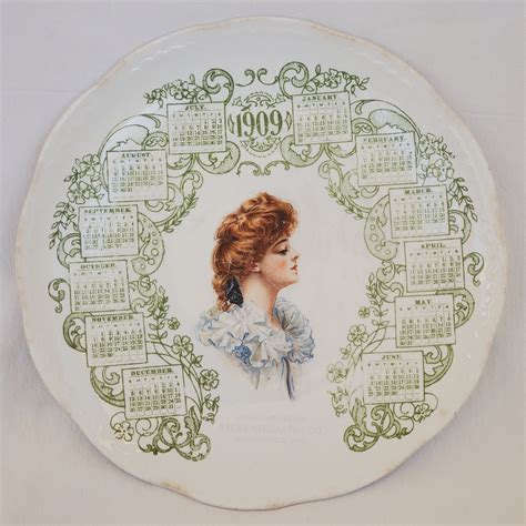 Antique 1909 122 Years Old Calendar Plate With Gibson Girl Etsy