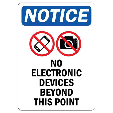 Notice No Electronic Devices Beyond Sign With Symbol Safety Notice