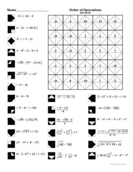 Free worksheets for order of operations. Order of Operations (Advanced) Coloring Worksheet by Aric ...