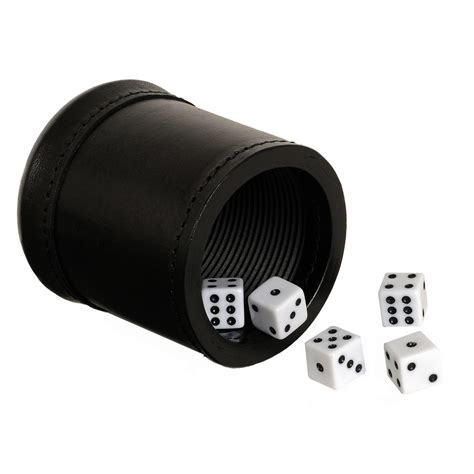 Mahogany Leather Professional Dice Cup With Ribbed Rubber Lining Includes 5 Dice Wood Expressions