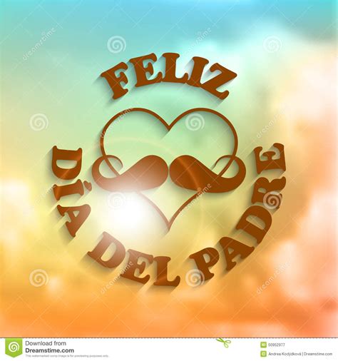 Heart With A Mustache And Text Feliz Dia Del Padre Stock