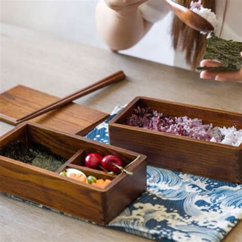 Camphor Wood Bento Box Two Tiered With 4 Compartments
