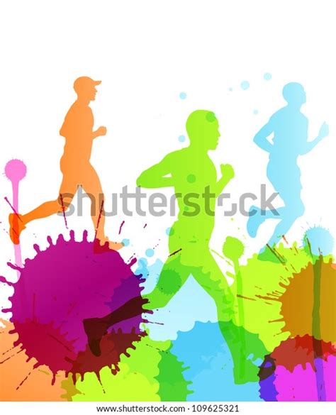 Runners Abstract Color Splash Vector Background Stock Vector Royalty