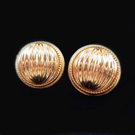 Vintage Kramer 1950s Gold Earrings Scalloped Domed Clip Ons Etsy