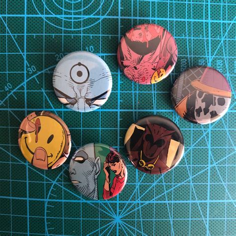 Watchmen Series 2 Button Pin Set Of 6 Badges 125 Size Made Etsy
