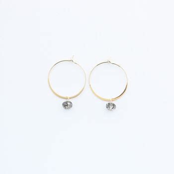 Gold Filled Rutilated Quartz Hoop Earrings By Ilona Maria Jewellery