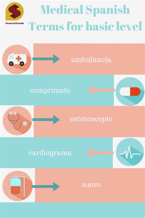 Medical Spanish Terms For Basic Level Learning Spanish Vocabulary