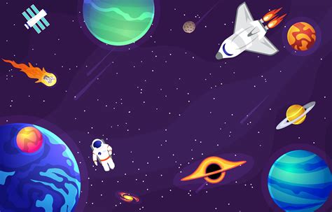 Outer Space With Planets And Astronaut Background 3413496 Vector Art At