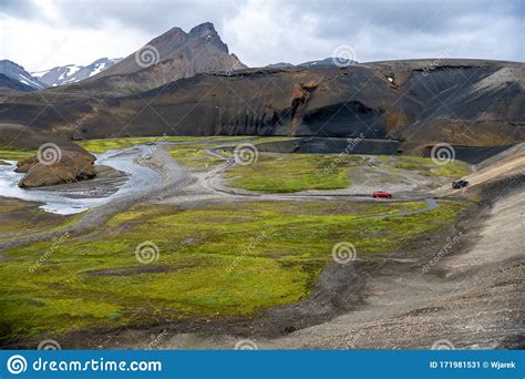 Vulkanberge Von Landmannalaugar Im Fjallabak Naturreservat Stockbild